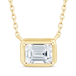 KAY Lab-Grown Diamonds Emerald-Cut Sideways Solitaire Necklace 1/3 ct tw 14K Yellow Gold 18&quot;