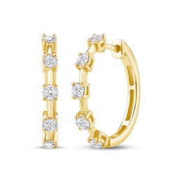 KAY Lab-Grown Diamonds Station Hoop Earrings 1 ct tw 10K Yellow Gold