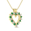 Thumbnail Image 2 of Natural Emerald & Diamond Accent Heart Outline Necklace 10K Yellow Gold 18&quot;