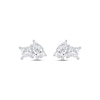 Thumbnail Image 2 of Toi et Moi Lab-Grown Diamond Princess-Cut & Pear-Shaped Stud Earrings 1 ct tw 14K White Gold