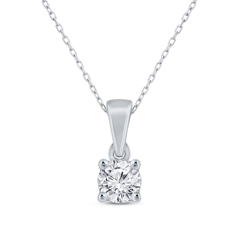 Main Image 2 of Round-Cut Diamond Solitaire Necklace & Earrings Gift Set 1/2 ct tw 14K White Gold (I/I2)