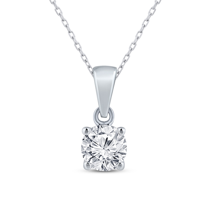 Main Image 2 of Round-Cut Diamond Solitaire Necklace & Earrings Gift Set 1 ct tw 14K White Gold (I/I2)