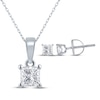 Thumbnail Image 1 of Princess-Cut Diamond Solitaire Necklace & Earrings Gift Set 1 ct tw 14K White Gold (I/I2)