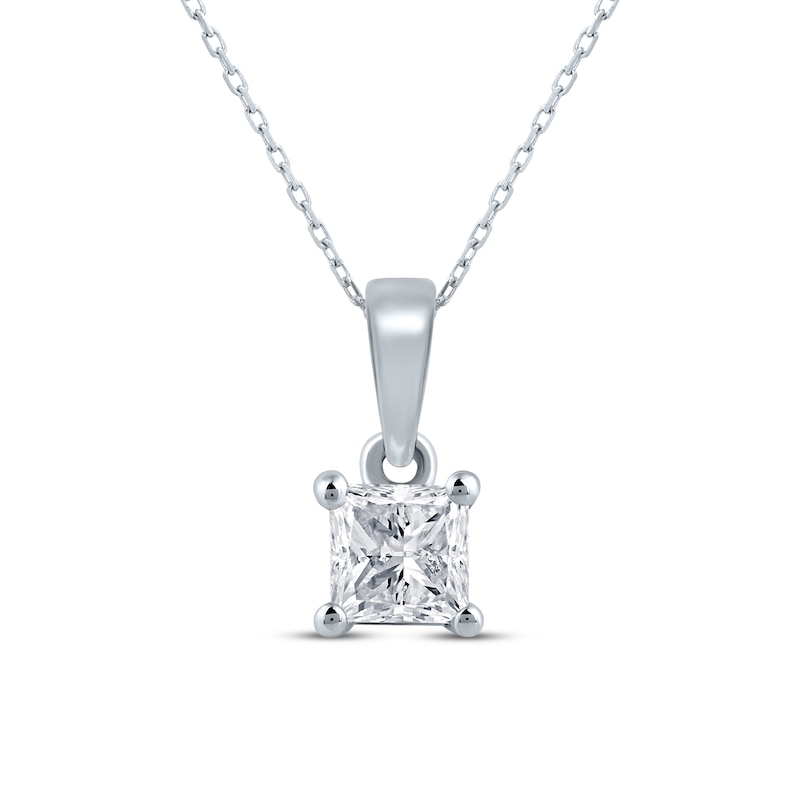 Main Image 2 of Princess-Cut Diamond Solitaire Necklace & Earrings Gift Set 1 ct tw 14K White Gold (I/I2)