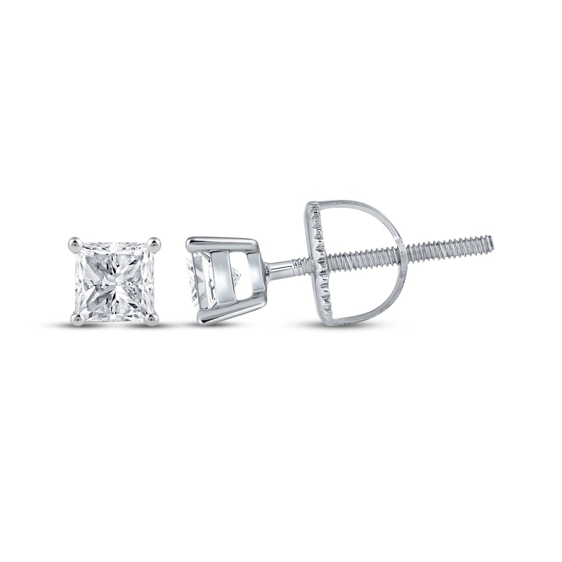 Main Image 3 of Princess-Cut Diamond Solitaire Necklace & Earrings Gift Set 1 ct tw 14K White Gold (I/I2)