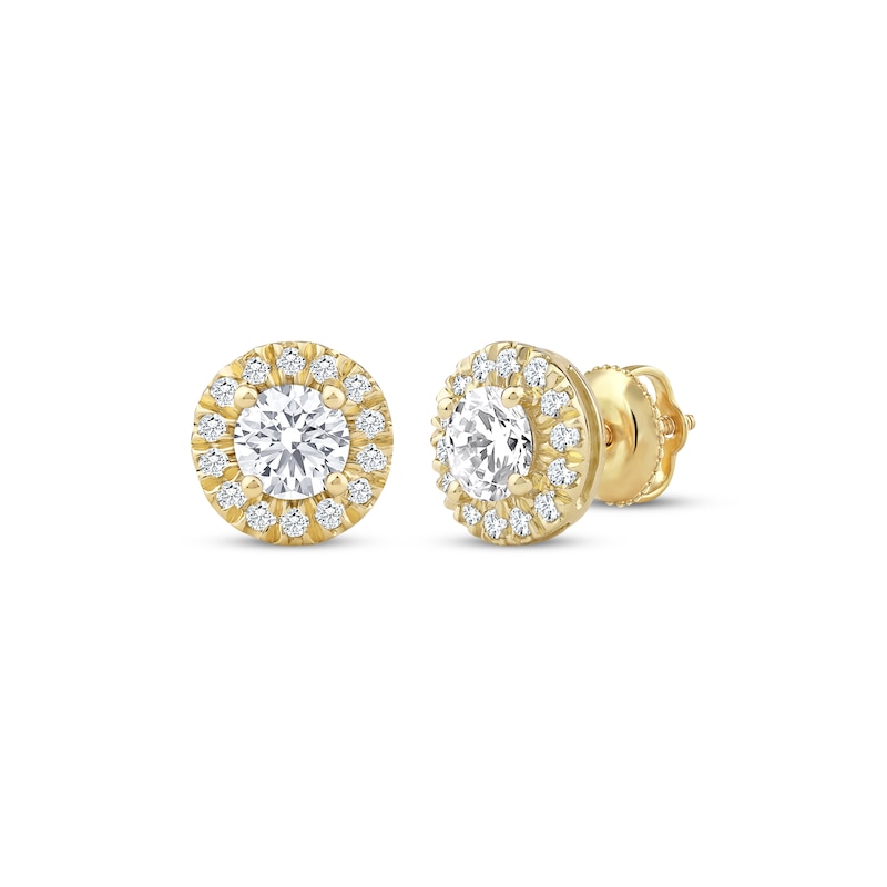 Main Image 1 of Lab-Grown Diamonds by KAY Stud Earrings 1 ct tw 14K Yellow Gold (F/SI2)