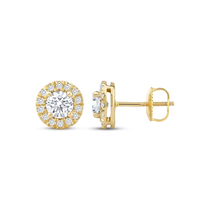 Main Image 3 of Lab-Grown Diamonds by KAY Stud Earrings 1 ct tw 14K Yellow Gold (F/SI2)