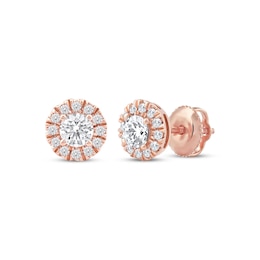 Lab-Created Diamonds by KAY Halo Stud Earrings 1/2 ct tw 14K Rose Gold (F/SI2)