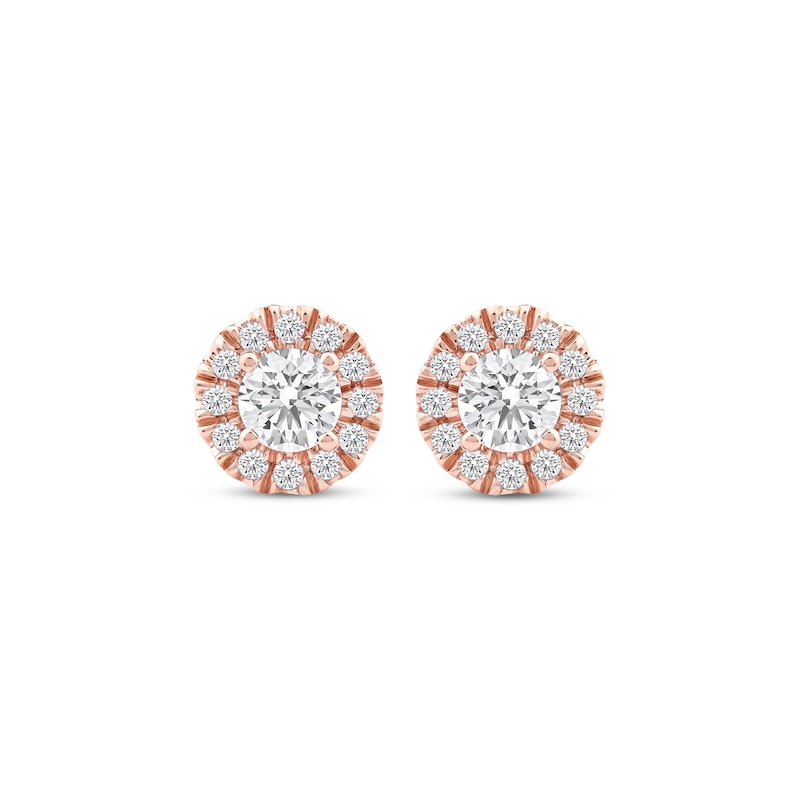 Main Image 2 of Lab-Grown Diamonds by KAY Halo Stud Earrings 1/2 ct tw 14K Rose Gold (F/SI2)