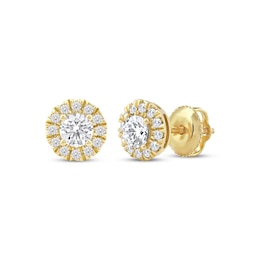 Lab-Created Diamonds by KAY Halo Stud Earrings 1/2 ct tw 14K Yellow Gold (F/SI2)