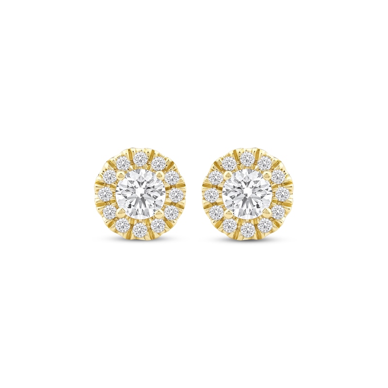 Main Image 2 of Lab-Grown Diamonds by KAY Halo Stud Earrings 1/2 ct tw 14K Yellow Gold (F/SI2)