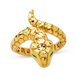Italian Brilliance Diamond-Cut Snake Ring 14K Yellow Gold Size 7