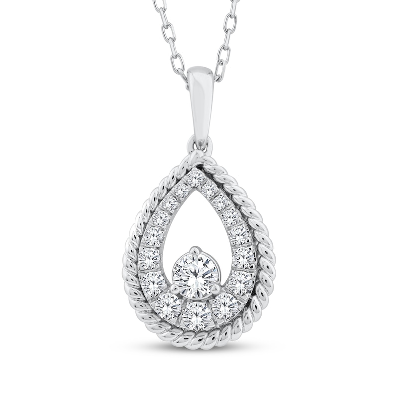 Main Image 1 of Threads of Love Diamond Teardrop Necklace 1/2 ct tw 10K White Gold 18&quot;