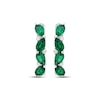 Thumbnail Image 2 of Pear-Shaped Lab-Created Emerald & White Lab-Created Sapphire Four-Stone Hoop Earrings Sterling Silver