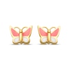 Thumbnail Image 1 of Children's Pink & White Enamel Butterfly Stud Earrings 14K Yellow Gold