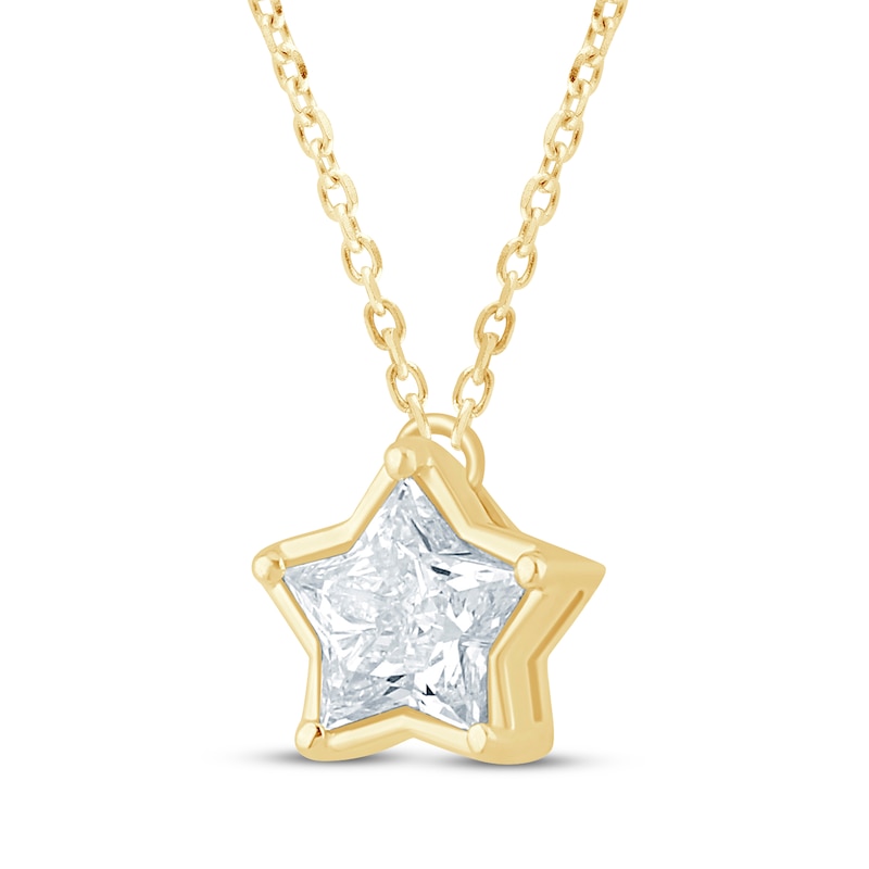 Lab-Created Diamonds by KAY Solitaire Star Necklace 5/8 ct tw 14K Yellow Gold 18" (F/SI2)