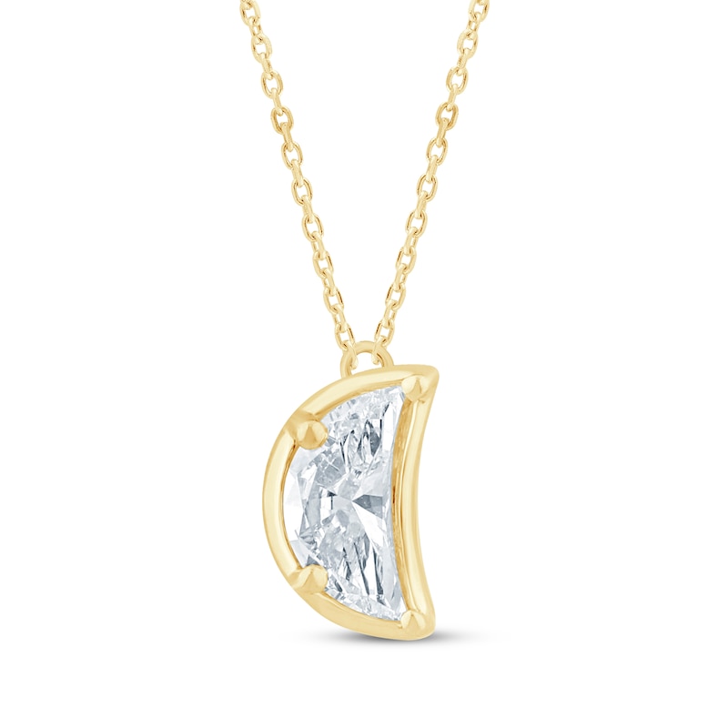 Main Image 1 of Lab-Grown Diamonds by KAY Solitaire Crescent Moon Necklace 5/8 ct tw 14K Yellow Gold 18&quot; (F/SI2)