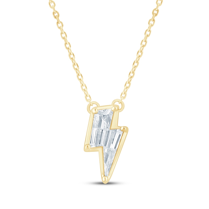 Lab-Created Diamonds by KAY Solitaire Lightning Bolt Necklace 5/8 ct tw 14K Yellow Gold 18" (F/SI2)