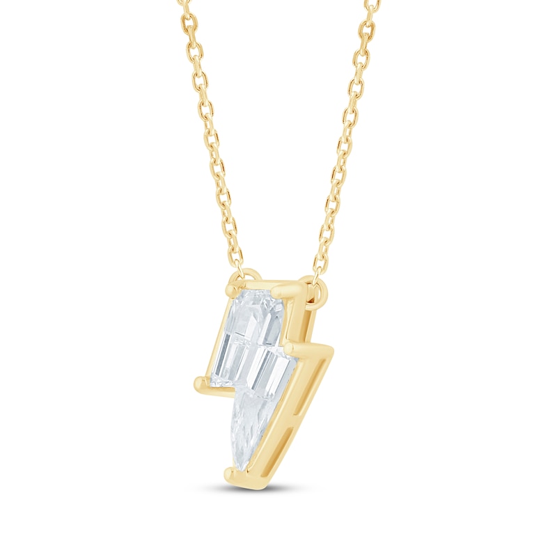 Lab-Created Diamonds by KAY Solitaire Lightning Bolt Necklace 5/8 ct tw 14K Yellow Gold 18" (F/SI2)