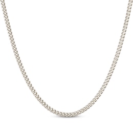 Hollow Cuban Curb Chain Necklace 3.75mm 14K White Gold 24&quot;