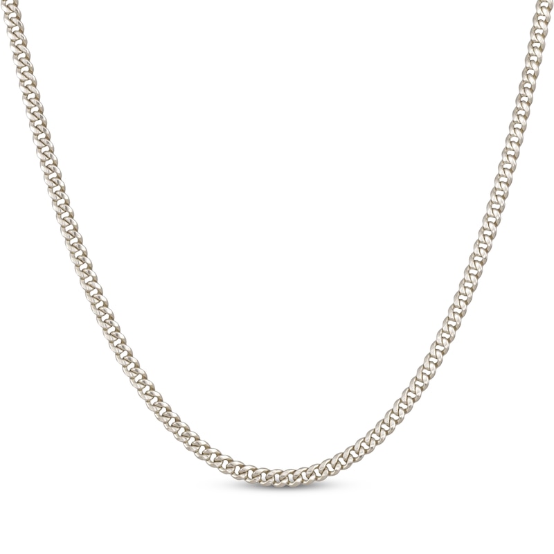 Hollow Cuban Curb Chain Necklace 3.75mm 14K White Gold 24"