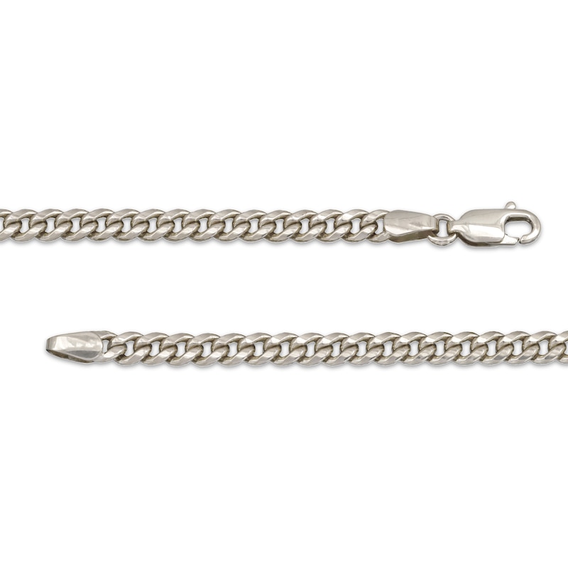 Hollow Cuban Curb Chain Necklace 3.75mm 14K White Gold 24"