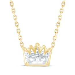 Lab-Grown Diamonds by KAY Solitaire Crown Necklace 5/8 ct tw 14K Yellow Gold 18&quot; (F/SI2)