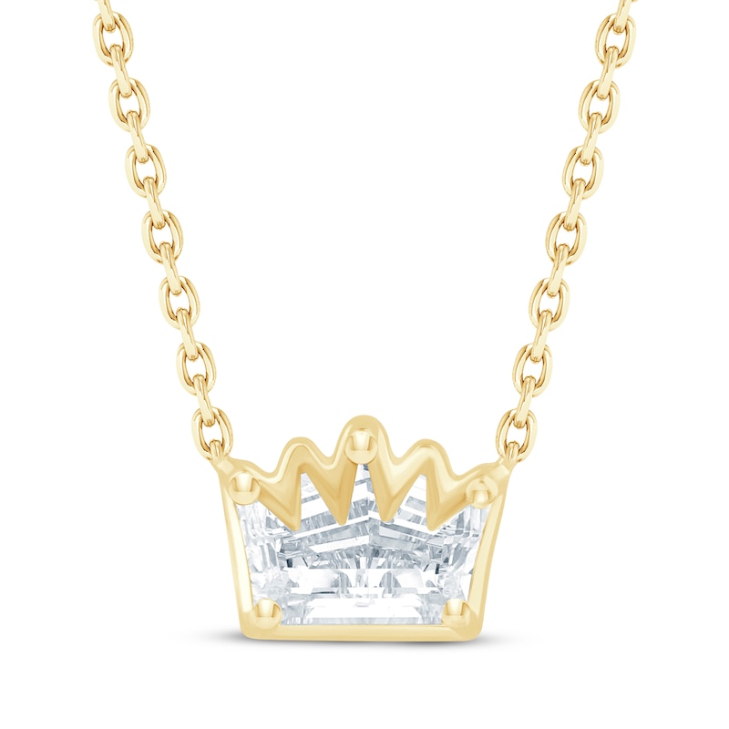 Lab-Grown Diamonds by KAY Solitaire Crown Necklace 5/8 ct tw 14K Yellow Gold 18" (F/SI2)