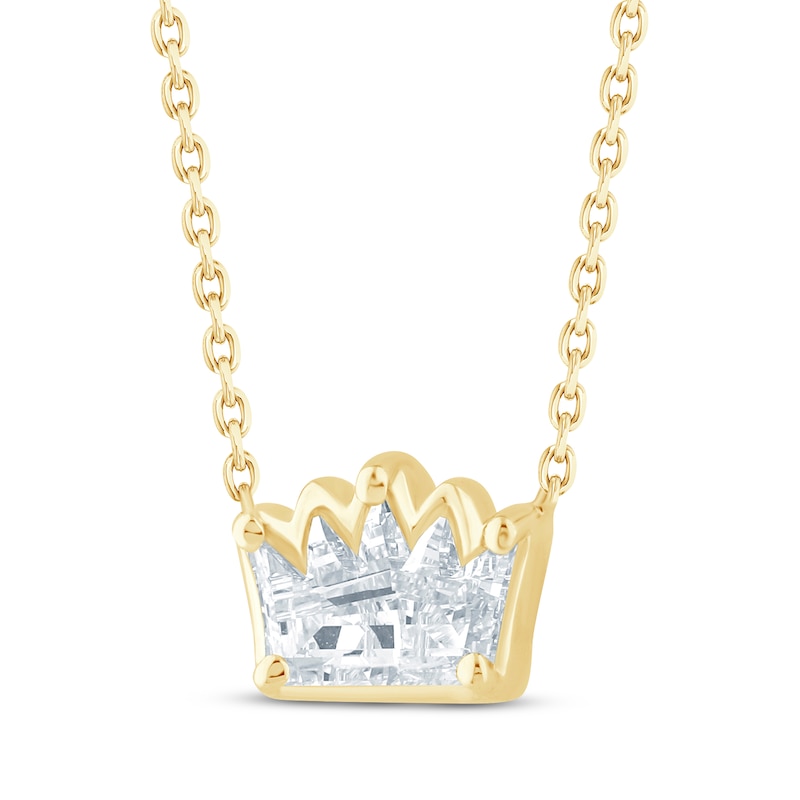 Lab-Grown Diamonds by KAY Solitaire Crown Necklace 5/8 ct tw 14K Yellow Gold 18" (F/SI2)