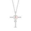 Thumbnail Image 0 of Hallmark Diamond Cross with Heart Necklace 1/10 ct tw Sterling Silver & 10K Rose Gold 18"