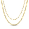 Thumbnail Image 1 of Hollow Miami Cuban Curb Chain & Paperclip Chain Layered Necklace 10K Yellow Gold 18&quot;