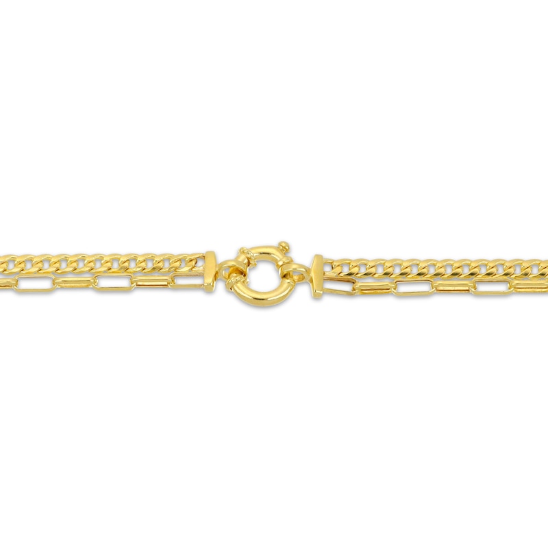 Main Image 3 of Hollow Miami Cuban Curb Chain & Paperclip Chain Layered Necklace 10K Yellow Gold 18&quot;