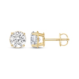 Lab-Created Diamonds by KAY Round-Cut Solitaire Stud Earrings 2-1/2 ct tw 14K Yellow Gold (I/SI2)