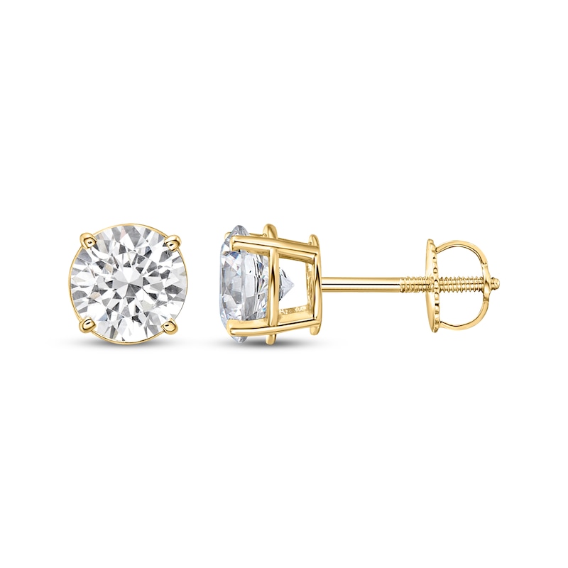 Lab-Created Diamonds by KAY Round-Cut Solitaire Stud Earrings 2-1/2 ct tw 14K Yellow Gold (I/SI2)