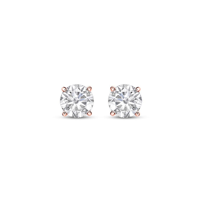 Main Image 2 of Lab-Grown Diamonds by KAY Round-Cut Solitaire Stud Earrings 3/4 ct tw 10K Rose Gold (I/SI2)