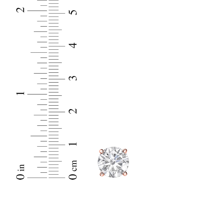 Main Image 4 of Lab-Grown Diamonds by KAY Round-Cut Solitaire Stud Earrings 3/4 ct tw 10K Rose Gold (I/SI2)