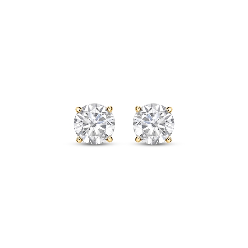 Lab-Created Diamonds by KAY Round-Cut Solitaire Stud Earrings 3/4 ct tw 10K Yellow Gold (I/SI2)