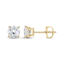 Lab-Created Diamonds by KAY Round-Cut Solitaire Stud Earrings 1-1/2 ct tw 14K Yellow Gold (I/SI2)