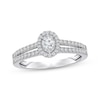 Thumbnail Image 1 of Round-Cut Diamond Oval Halo Engagement Ring 1/2 ct tw 10K White Gold