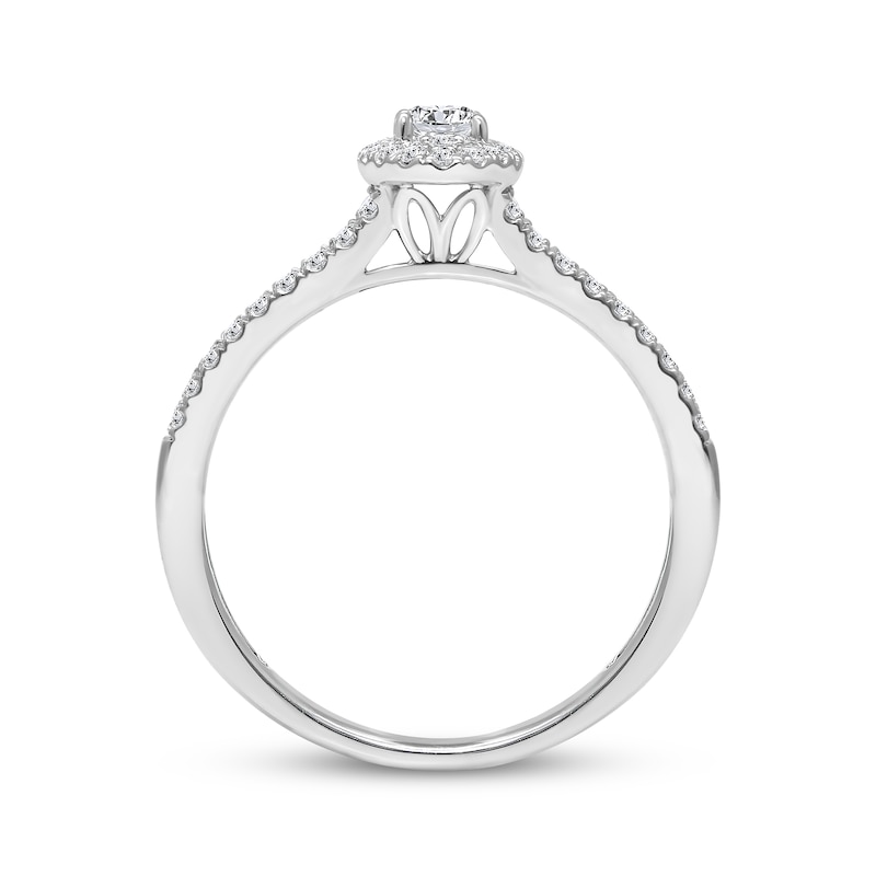 Main Image 2 of Round-Cut Diamond Oval Halo Engagement Ring 1/2 ct tw 10K White Gold