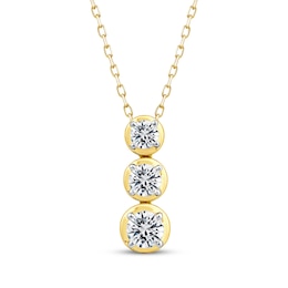 Memories, Moments, Magic Diamond Three-Stone Drop Necklace 1 ct tw 10K Yellow Gold 18&quot;