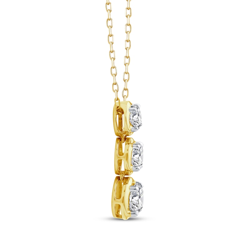 Main Image 2 of Memories, Moments, Magic Diamond Three-Stone Drop Necklace 1 ct tw 10K Yellow Gold 18&quot;