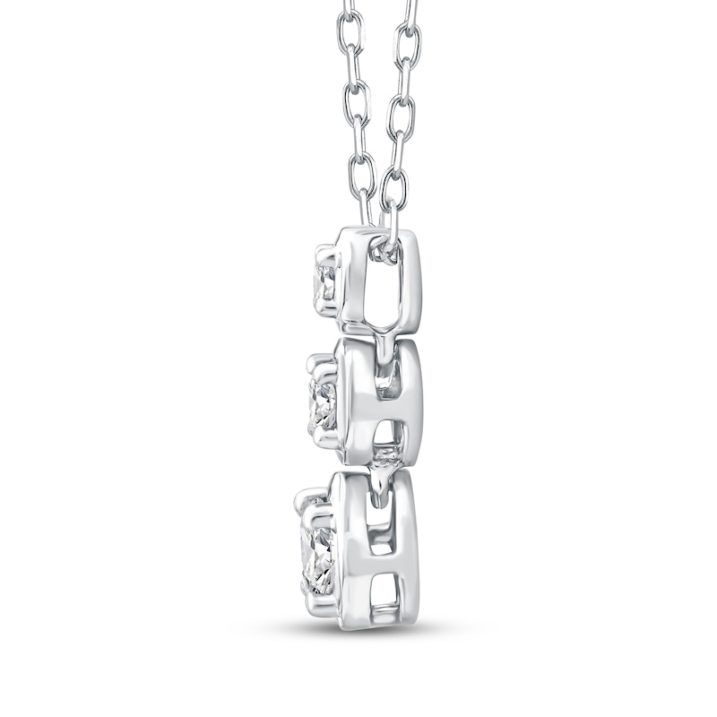 Main Image 2 of Memories, Moments, Magic Diamond Three-Stone Drop Necklace 1/4 ct tw 10K White Gold 18&quot;