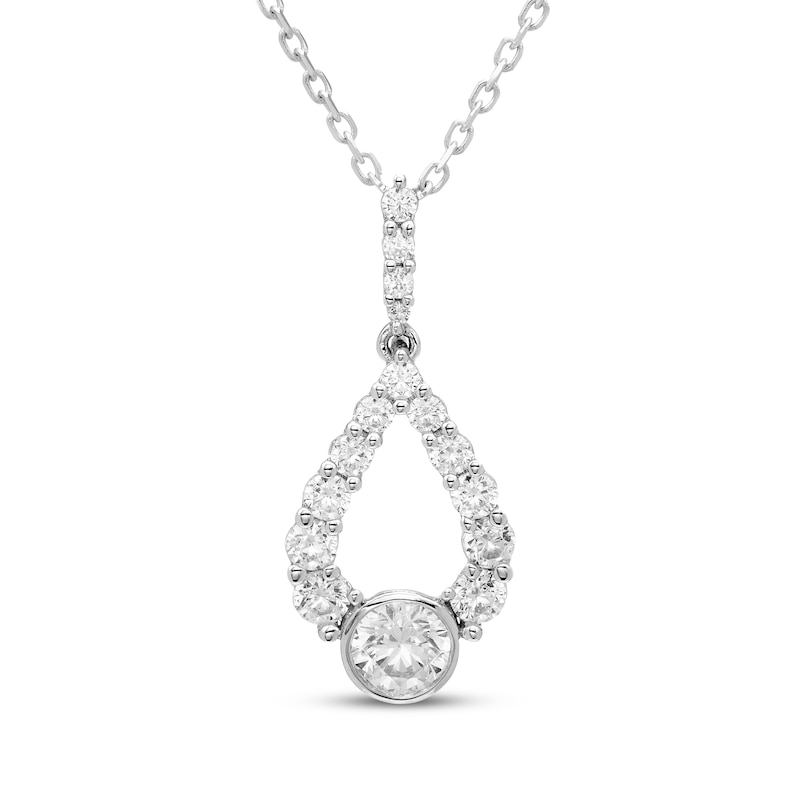 Milestones Diamond Teardrop Necklace 1/2 ct tw 10K White Gold 18"