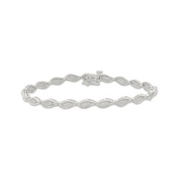 Diamond Swirl Link Bracelet 1/6 ct tw 10K White Gold 7&quot;