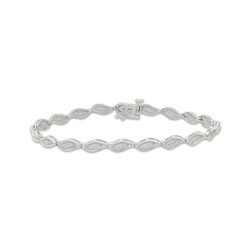 Main Image 1 of Diamond Swirl Link Bracelet 1/6 ct tw 10K White Gold 7&quot;