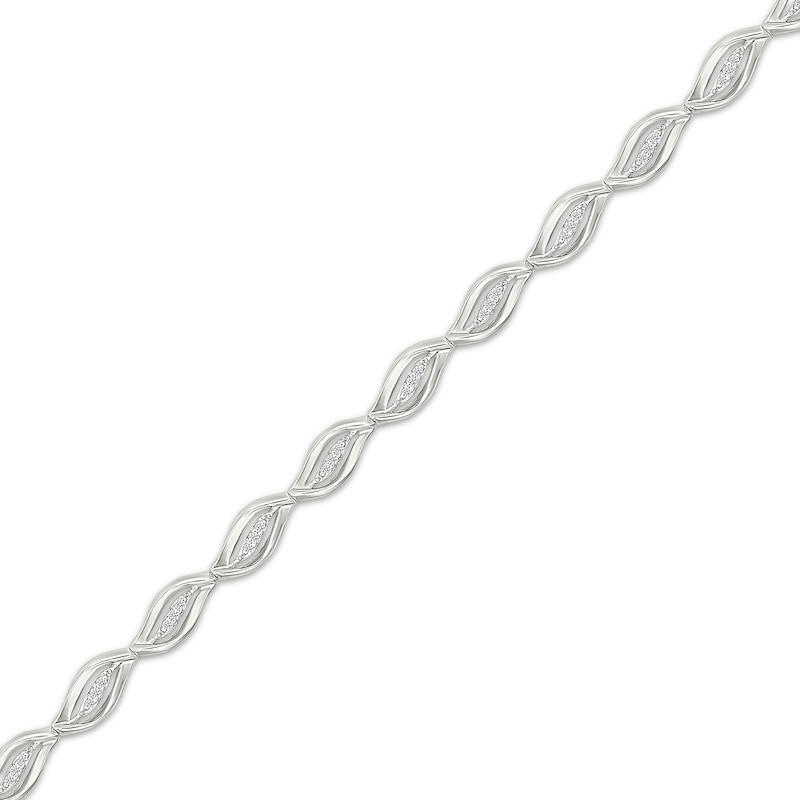 Main Image 2 of Diamond Swirl Link Bracelet 1/6 ct tw 10K White Gold 7&quot;