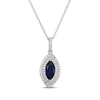 Thumbnail Image 1 of Marquise-Cut Blue Lab-Created Sapphire & White Lab-Created Sapphire Double Halo Necklace Sterling Silver 18&quot;