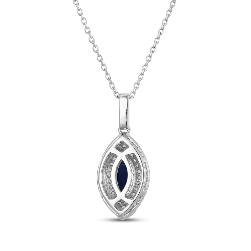 Main Image 3 of Marquise-Cut Blue Lab-Created Sapphire & White Lab-Created Sapphire Double Halo Necklace Sterling Silver 18&quot;