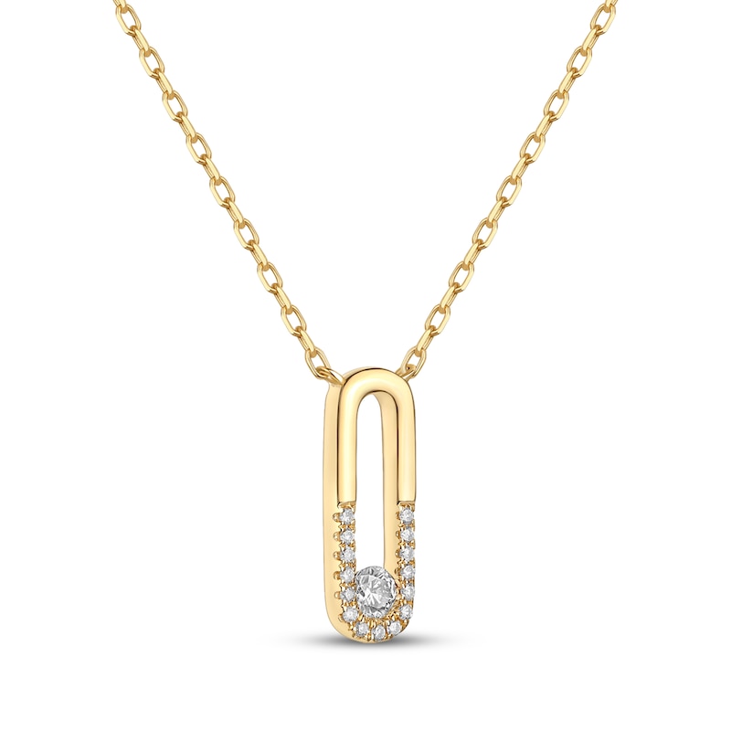 Main Image 2 of STUDIO BY KAY Diamond Paperclip Pendant Necklace 1/8 ct tw 10K Yellow Gold 18&quot;